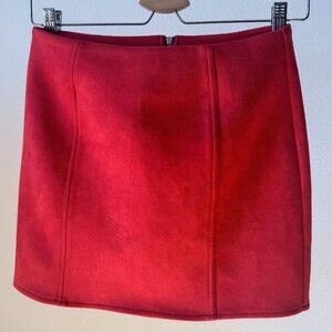 Ivy + Main Red Faux Suede Mini Skirt – Size S NWOT - Stretch Soft